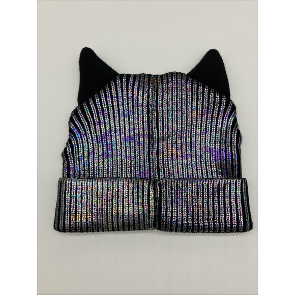 Justice Girls Kitty Cat Beanie Hat Ears Holographic Y2K Sparkle Kawaii - Picture 4 of 6